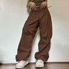 Brown Parachute Pants-Y2k station